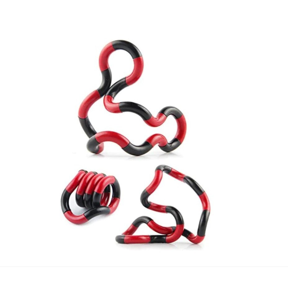Jucarie Senzoriala Antistres, Fidget Twist cu Miscari Infinite, Plastic Rezistent, Rosu/Negru
