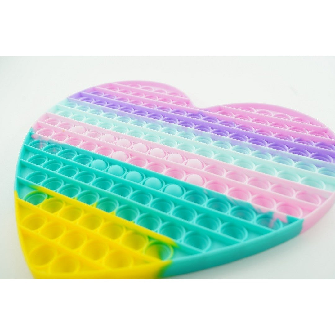 Jucarie Antistres Pop It Now, Inima Uriasa, Senzoriala, Silicon Flexibil, Model 2, Multicolor, 20 cm
