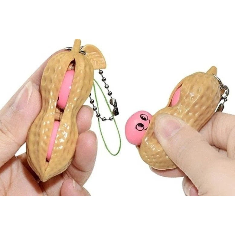 Jucărie Antistres Breloc Alună, Push Pop Bubble Fidget, Silicon Și Plastic, Crem