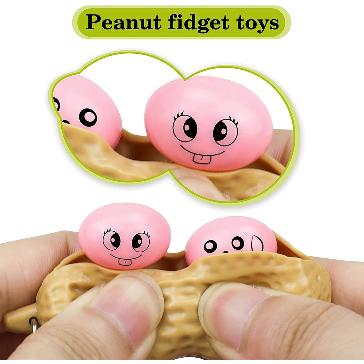 Jucărie Antistres Breloc Alună, Push Pop Bubble Fidget, Silicon Și Plastic, Crem