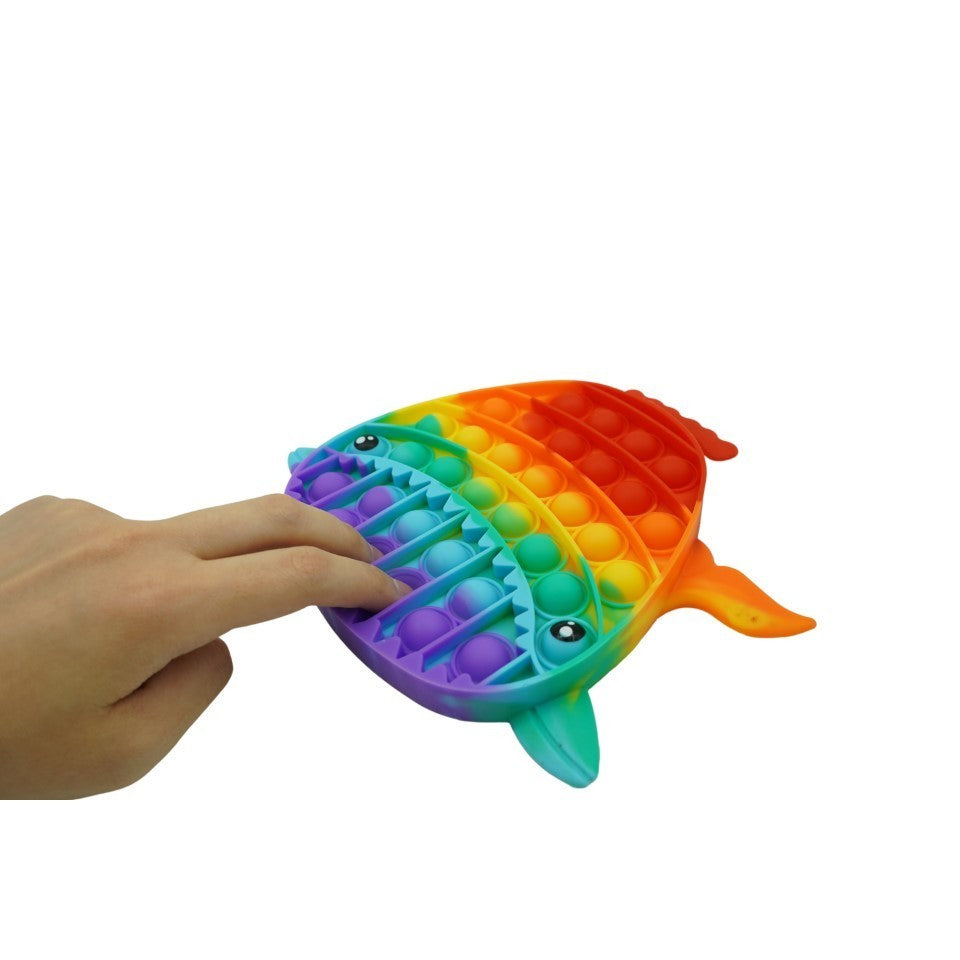 Jucarie Antistres Pop It Now, Rechin Senzorial pentru Relaxare si Concentrare, Silicon Durabil, 19 cm, Multicolor