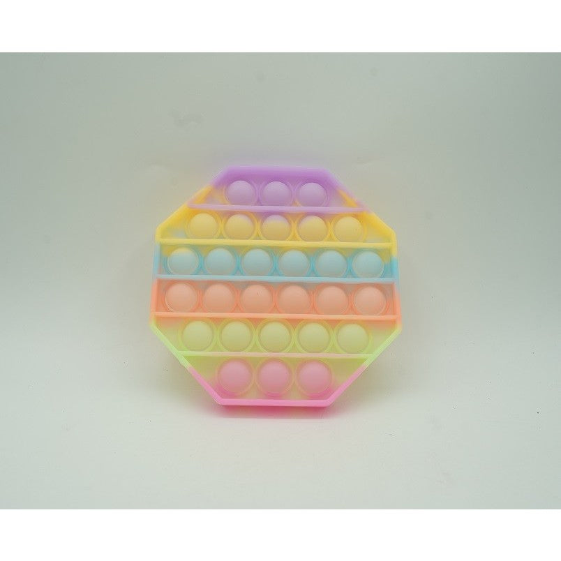 Jucarie Antistres Pop It Now and Flip It, Model Octogon Fosforescent, Silicon Moale, Multicolor