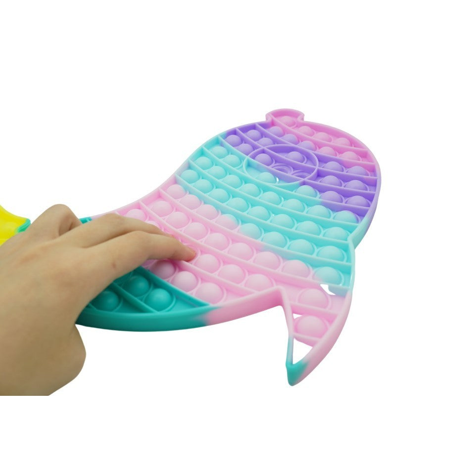 Jucarie Antistres Pop It Now And Flip It, Delfin Dublu XXL Senzorial, Silicon Moale, 30 cm, Multicolor