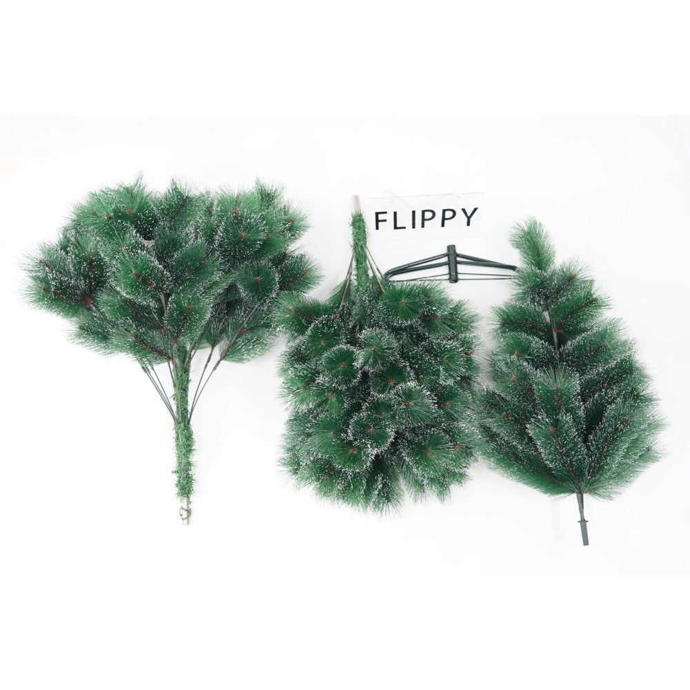 Brad Artificial de Craciun Tip Pin Nins, Ace 2D si Efect de Zapada, Material PVC, Suport Metalic Inclus, Inaltime 210 cm, Verde