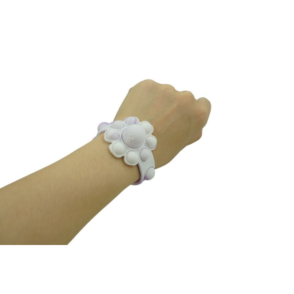 Jucarie Antistres Pop It, Bratara Caracatita Reversibila cu Bule, Silicon Moale si Flexibil, Accesoriu Senzorial Reutilizabil, Multicolor/Mov