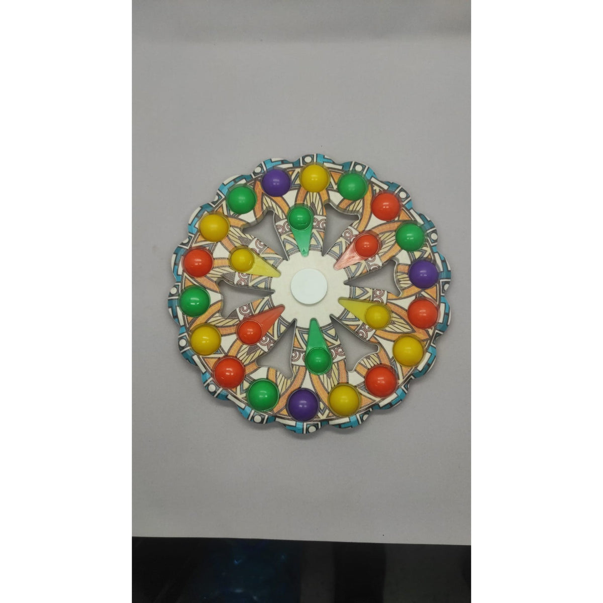 Jucarie Antistres Simple Dimple, Fidget Spinner Senzorial, Plastic ABS si Silicon, 24 Buline, Multicolor