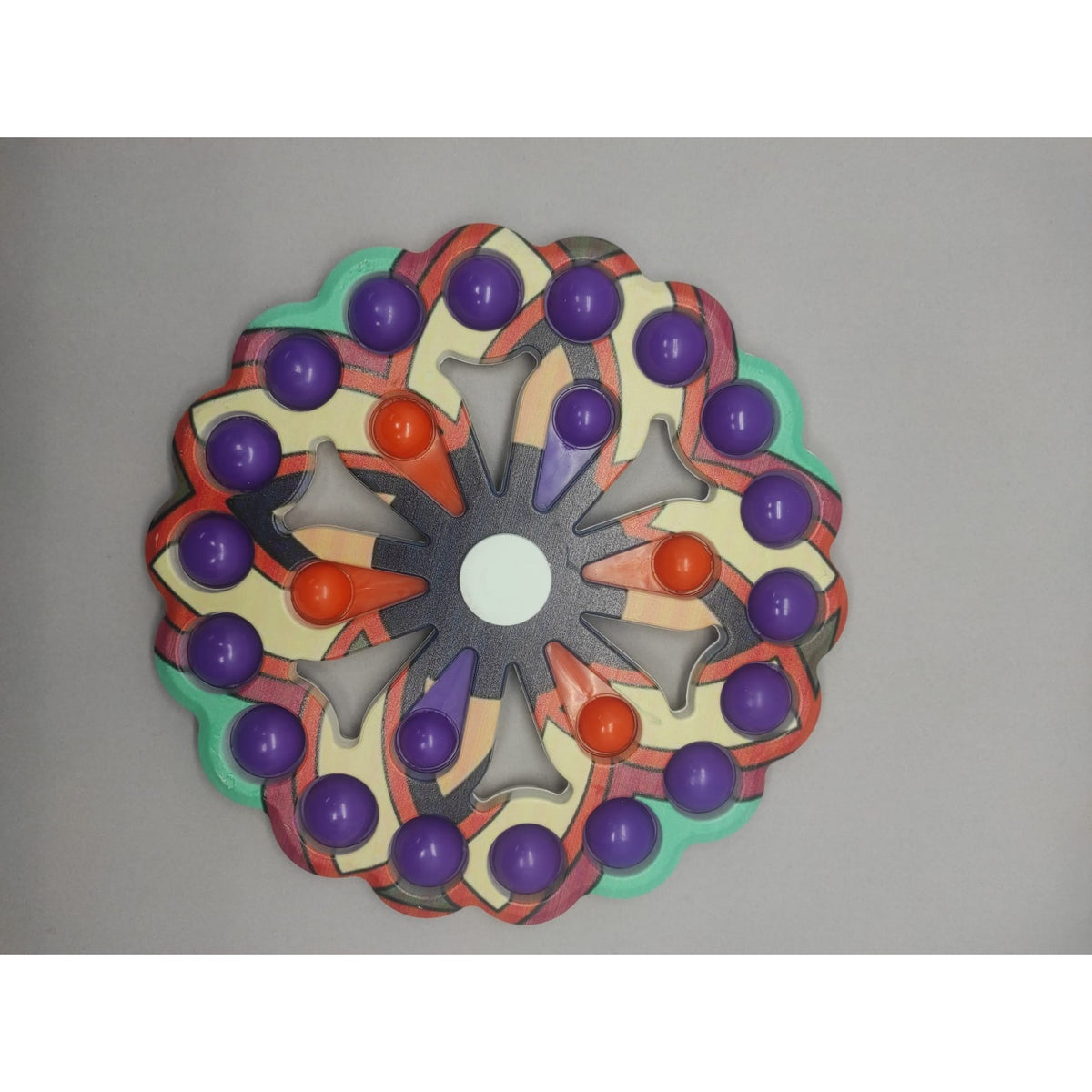 Jucarie Antistres Simple Dimple, Fidget Spinner Senzorial, Plastic ABS si Silicon, 24 Buline, Multicolor