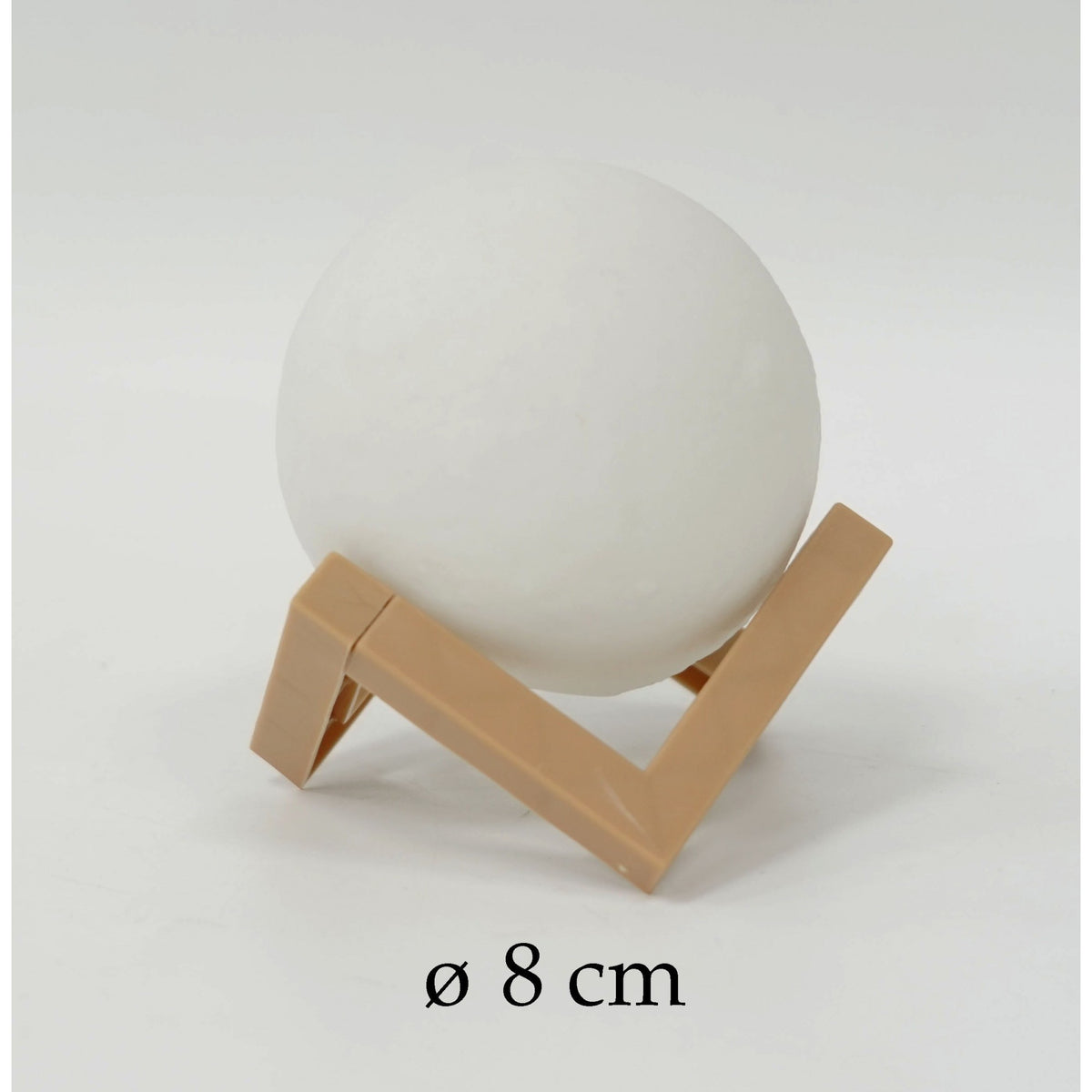 Lampa de Veghe 3D Moon Light, Forma de Luna cu Iluminare LED Alb Cald, Alimentare pe Baterii, Include Stand, Plastic, 8 cm
