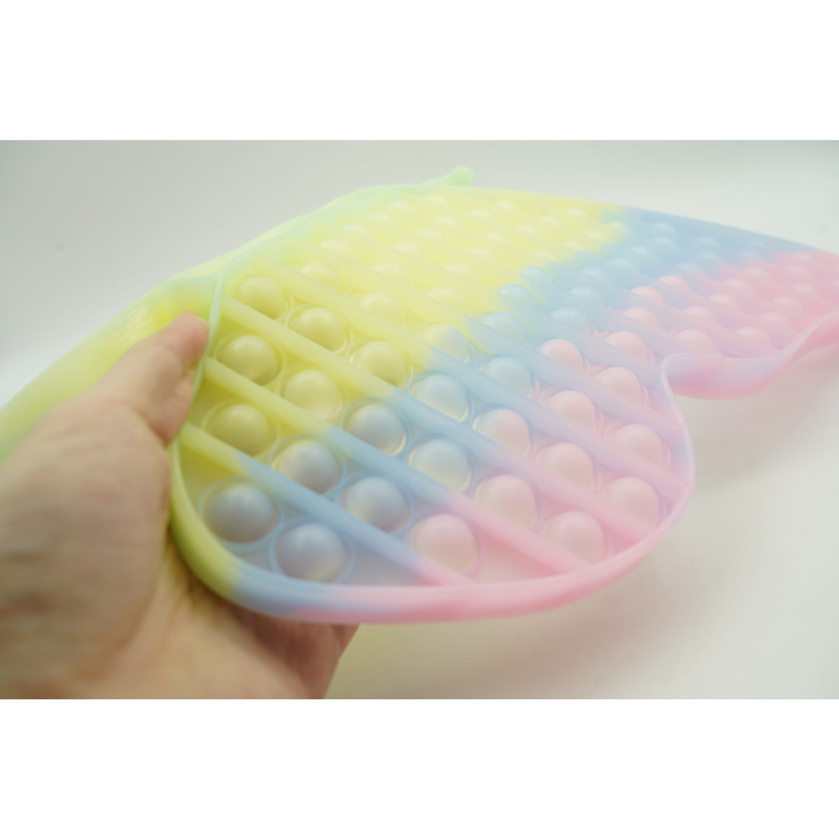 Jucarie Antistres Pop It Now and Flip It, Model Fluture Gigant, Silicon Fosforescent, Multicolor, 30 cm