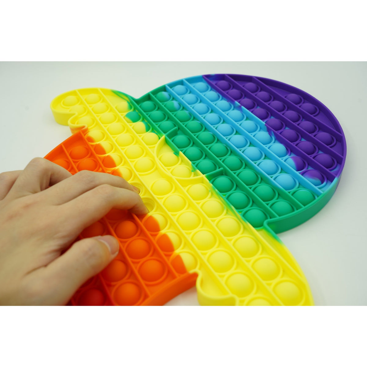 Jucarie Antistres Pop It Now and Flip It, Model Fantoma, Silicon Flexibil, Multicolor, 30x31 cm