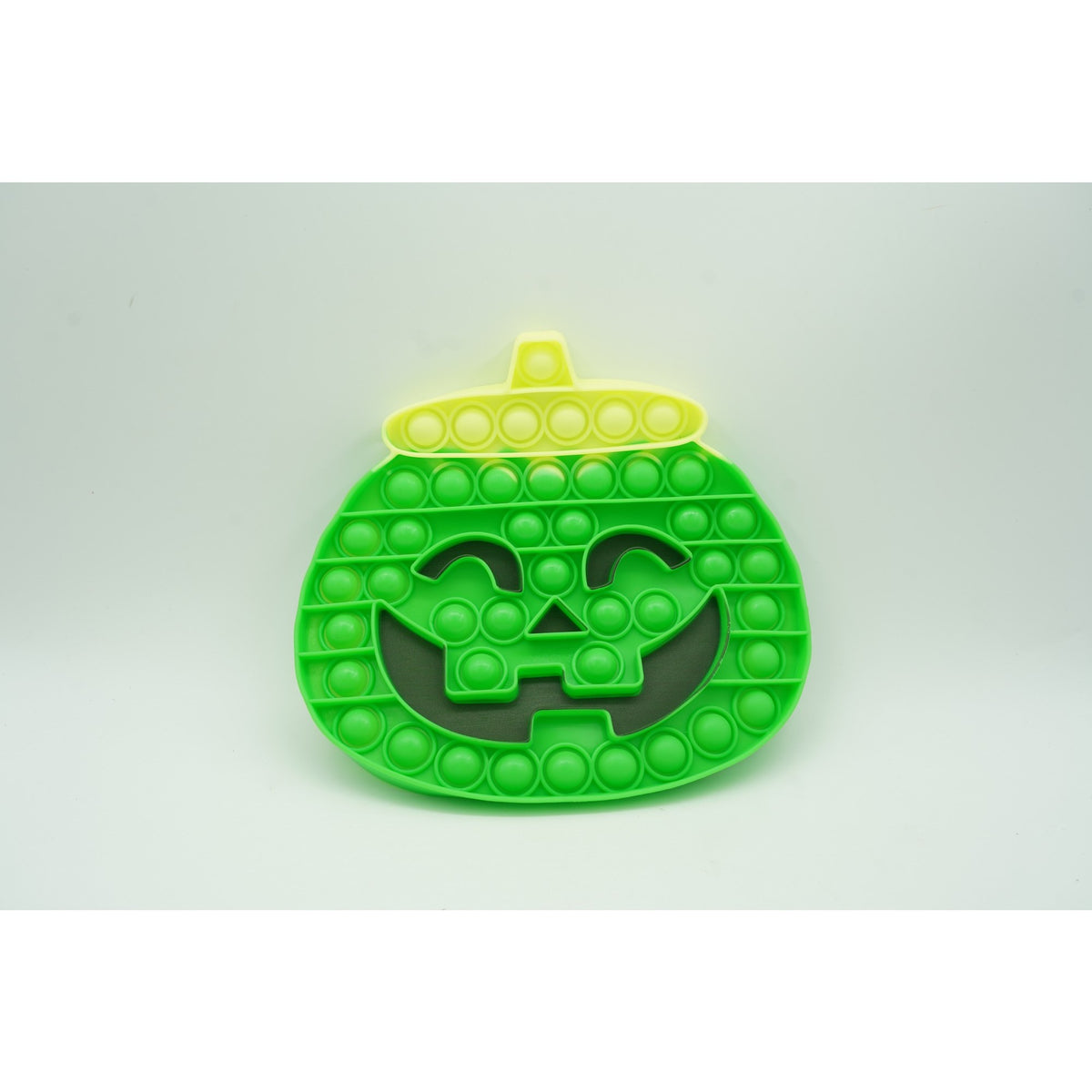 Jucarie Antistres Pop It Now and Flip It, Model Dovleac Halloween, Silicon Flexibil, Reutilizabila, 20 cm, Verde