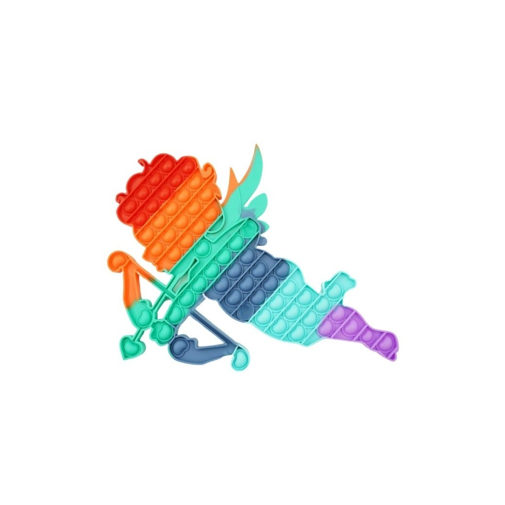 Jucarie Antistres Pop It Now And Flip It, Silicon, Model Cupidon, Curcubeu, 40x45 cm