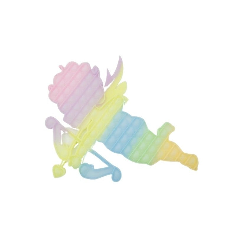Jucarie Antistres Pop It Now And Flip It, Senzoriala Fosforescenta, Silicon, Cupidon, Multicolor, 40x45 cm