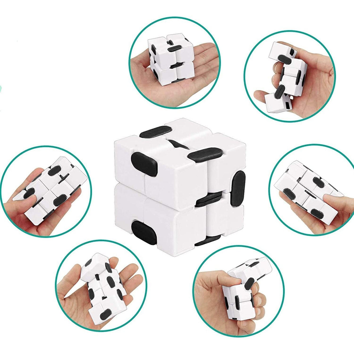 Cub Antistres Infinity Magic Cube, Fidget Toy, Plastic, Alb, 4x4x4 cm
