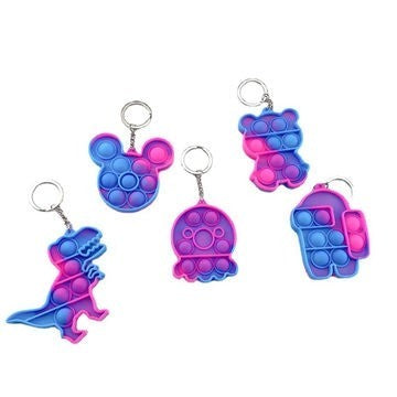 Jucarie Senzoriala Mini Pop It, Breloc Fidget Antistres Push Pop Bubble, Modele Diverse, Silicon, Multicolor, 1 Bucata