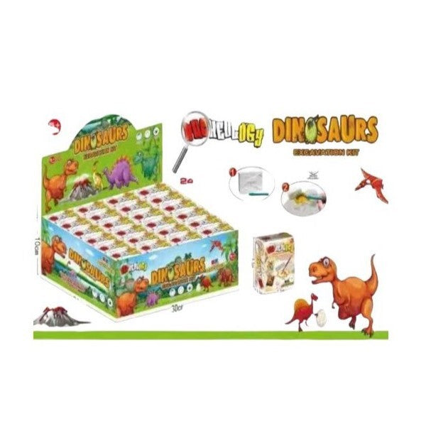 Set Joc Arheologic Dinozauri Micul Arheolog, Kit Sapaturi Fosile din Bloc de Lut cu Daltă și Pensulă, Jucărie Educativă STEM, 24 Piese, Multicolor, +5 Ani