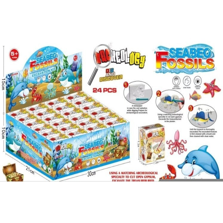 Set Kit Excavare Arheologica Pentru Copii, Micul Arheolog Rechini, Bloc De Lut Cu Fosile Si Unelte, Multicolor, 24 Piese, 5 Ani +