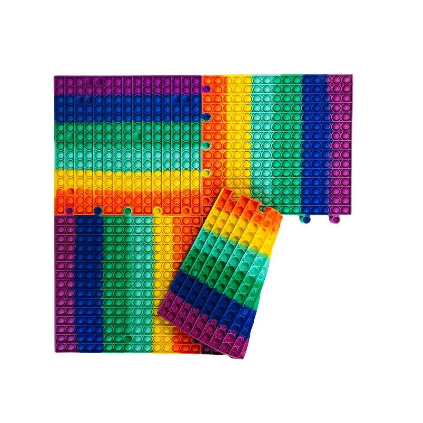 Jucarie Antistres Pop It Now and Flip It, Piesa Puzzle Gigant Patrat, Senzoriala si Educativa, Silicon Moale, 30 cm, Multicolor