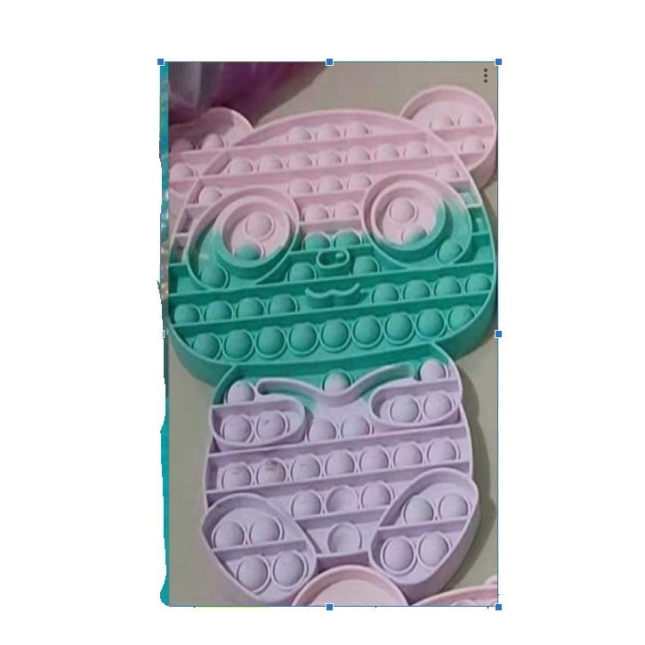 Jucarie Antistres Pop It Now and Flip It, Model Ursulet Panda, Silicon Flexibil, Design Reversibil, Multicolor, Model 2
