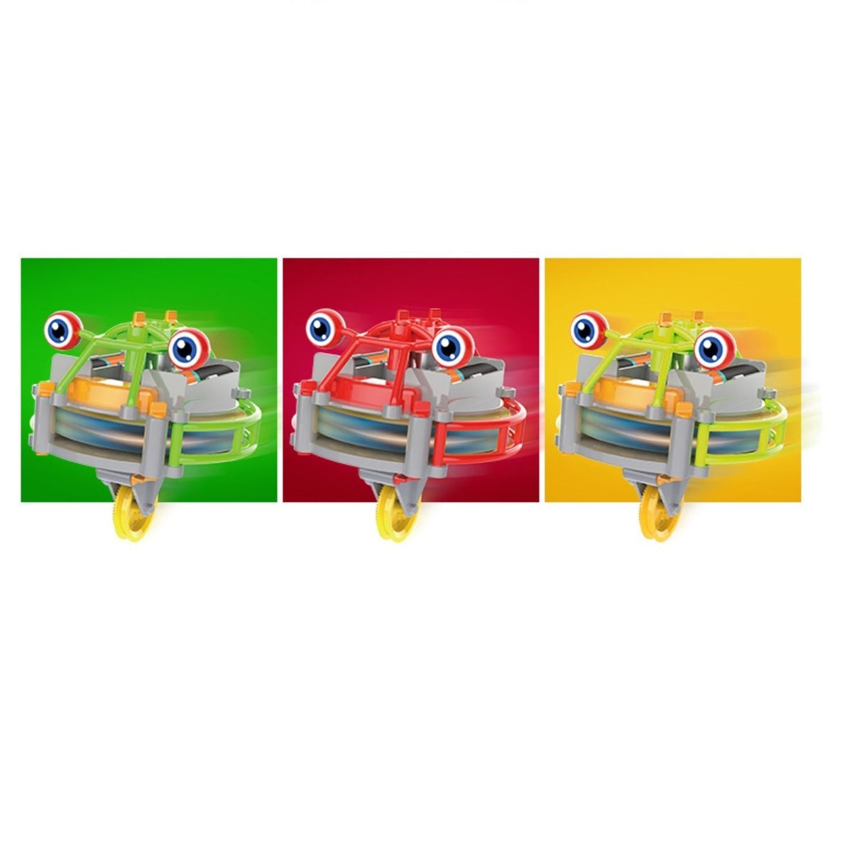 Jucarie Circuit Monociclu Anti-Gravitatie, Broscuta Interactiva cu Giroscop Luminos, Plastic, Rosu