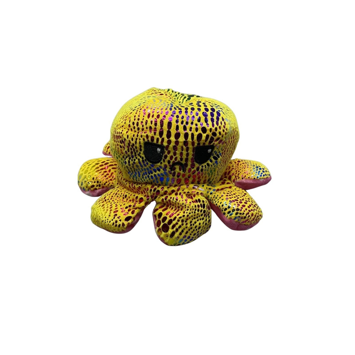 Caracatita Reversibila Din Plus, Jucarie de Plus cu Fata Fericita si Trista, Imprimeu Stralucitor cu Buline, Multicolor, Model 6