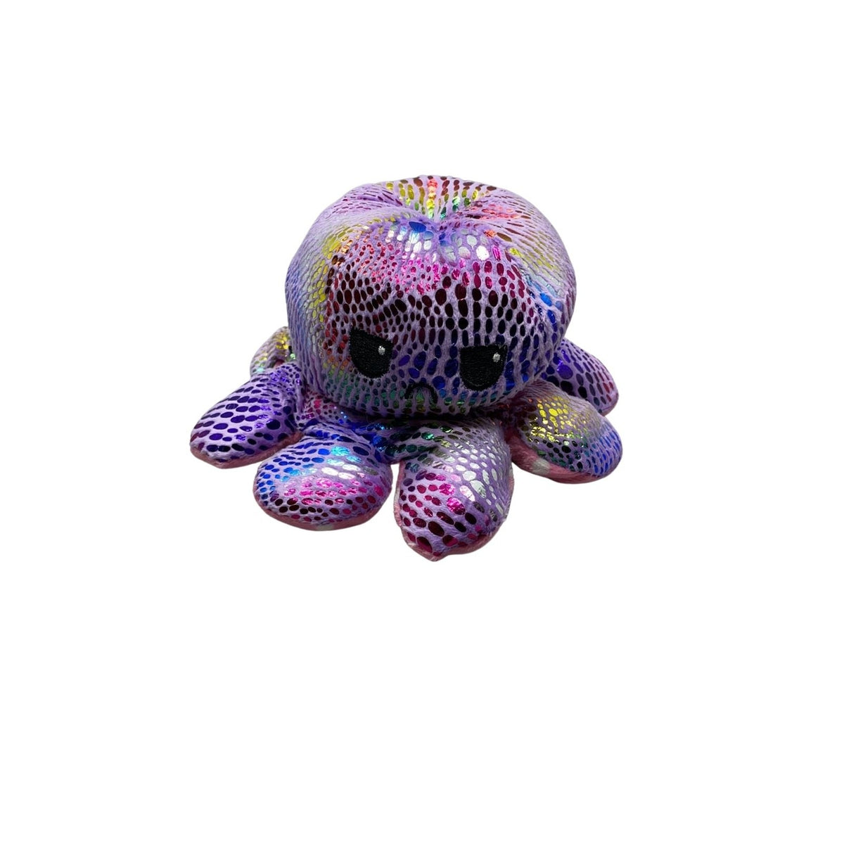 Jucarie Din Plus Caracatita Reversibila, Exprimare Emotii Fata Fericita si Trista, Model cu Buline si Imprimeu Stralucitor, Multicolor, Model 7