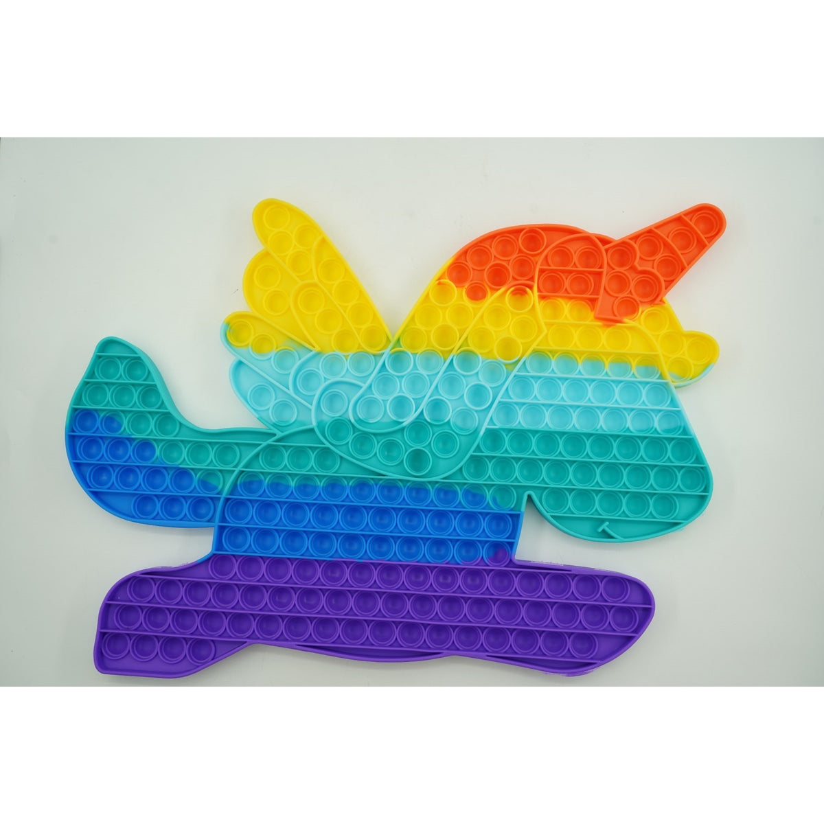 Jucarie Antistres Pop It Now and Flip It, Model Unicorn cu Aripi, Silicon Flexibil, Design Multicolor, 1 Bucata