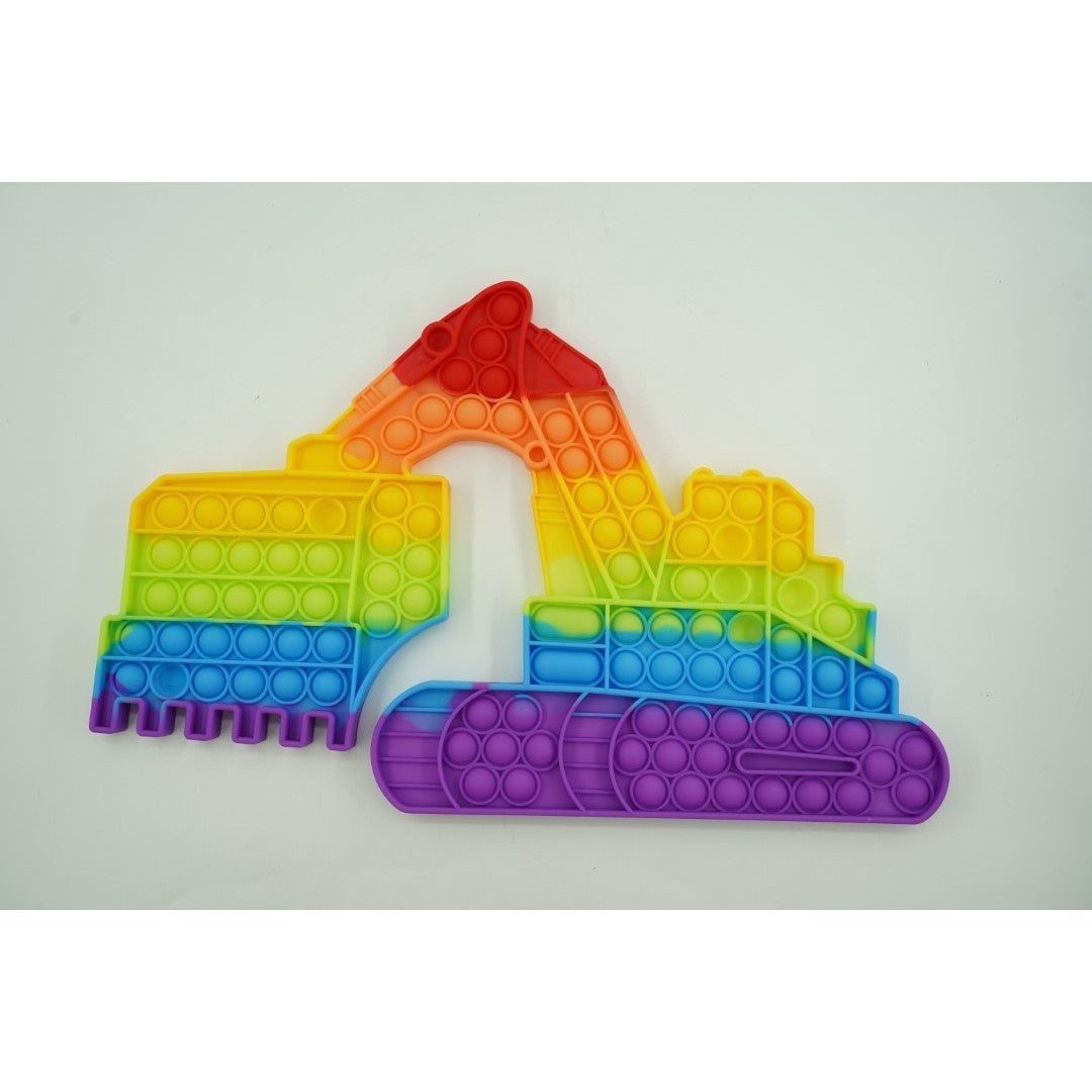 Jucarie Antistres Pop It Now and Flip It, Model Excavator, Silicon Flexibil, Design Reversibil, Multicolor, 1 Bucata