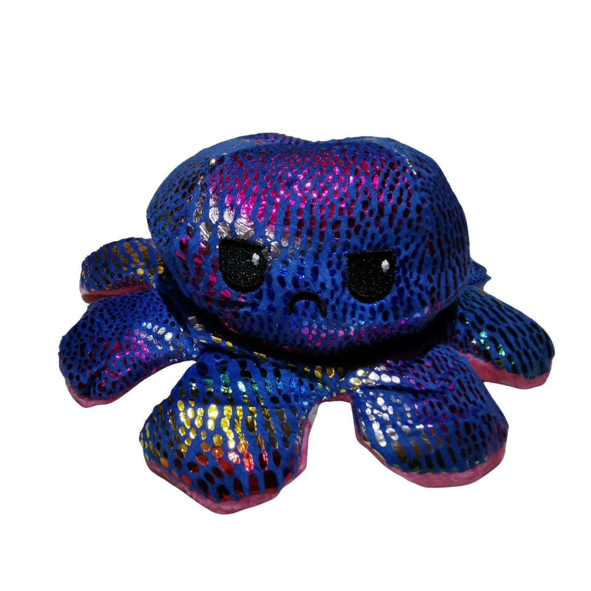 Jucarie Din Plus Caracatita Reversibila, Doua Fete Vesela si Trista, Imprimeu Stralucitor cu Buline, Model 3, Multicolor