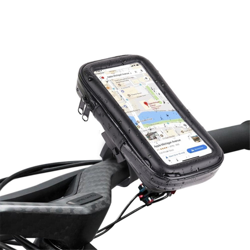 Suport Telefon Bicicleta si Motocicleta, Husa Impermeabila IPX4 cu Touchscreen Sensibil si Rotire 360 Grade, Protectie Socuri din Material EVA, Negru, Marime L, Max 5.5 Inch