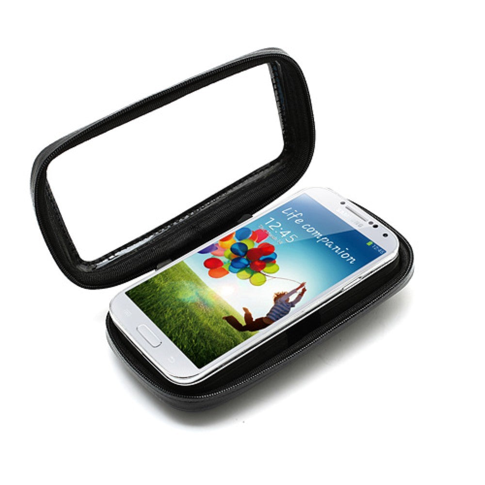 Suport Telefon Bicicleta si Motocicleta, Husa Impermeabila cu Protectie Socuri, Touchscreen PVC, Rotire 360 Grade, Montare Ghidon, Material ABS, Negru, Compatibil 4.8 - 5.4 inch