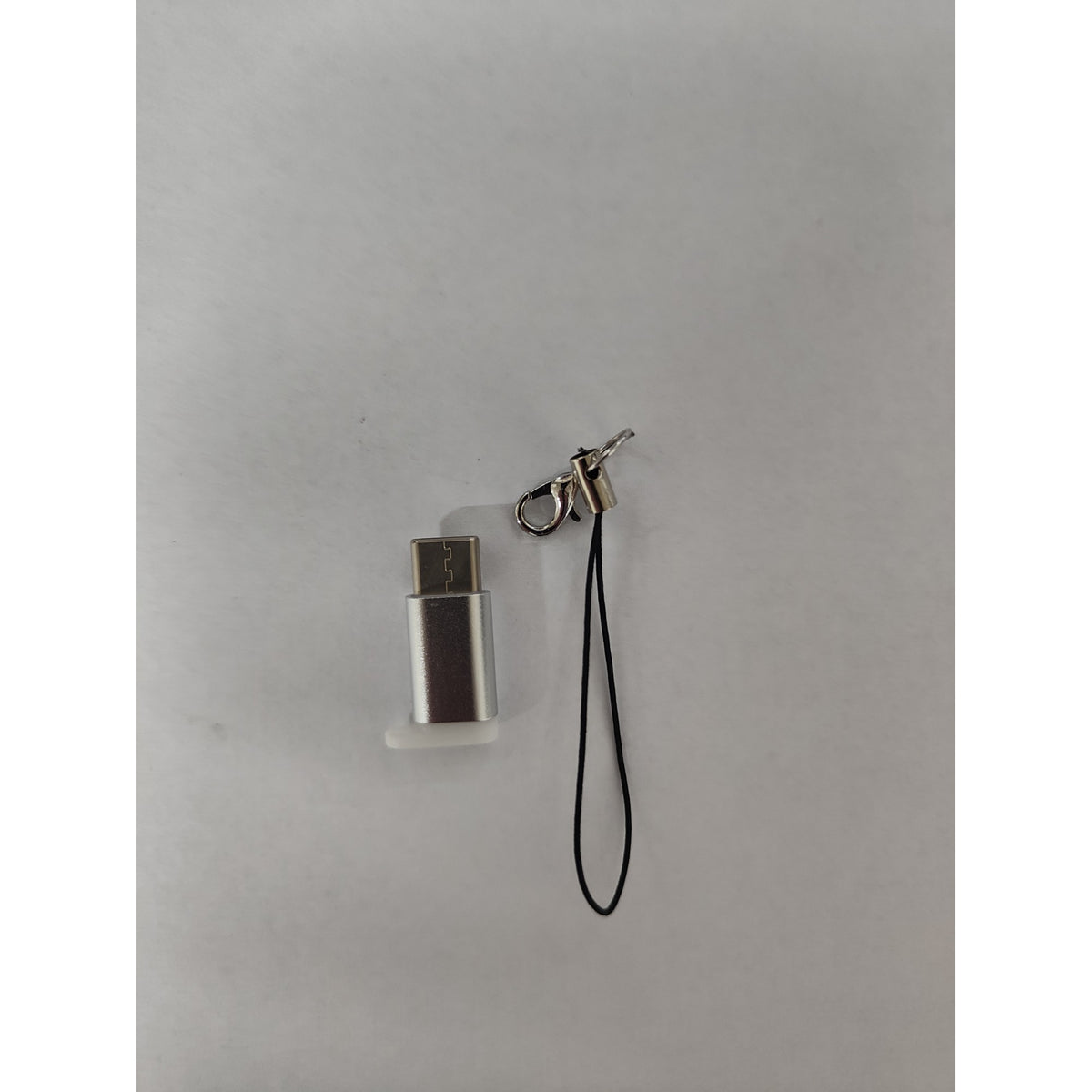 Adaptor Micro USB Mama la USB Tip-C Tata, Conector OTG cu Agatatoare Breloc, Aluminiu, Argintiu