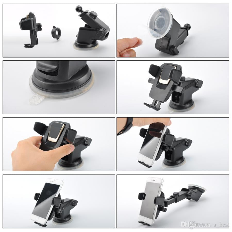 Suport Auto Universal Pentru Telefon 2nd A1, Brat Telescopic Reglabil, Fixare Cu Ventuza Pe Bord Sau Parbriz, Rotatie 360 Grade, ABS Si Silicon, Latime 5.5-8.5 cm, Negru