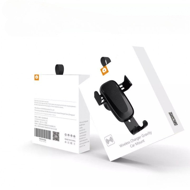WUW Suport Auto cu Incarcare Wireless, Fast Charge, Prindere Grila Ventilatie, Plastic si Aluminiu, Model W2, Negru