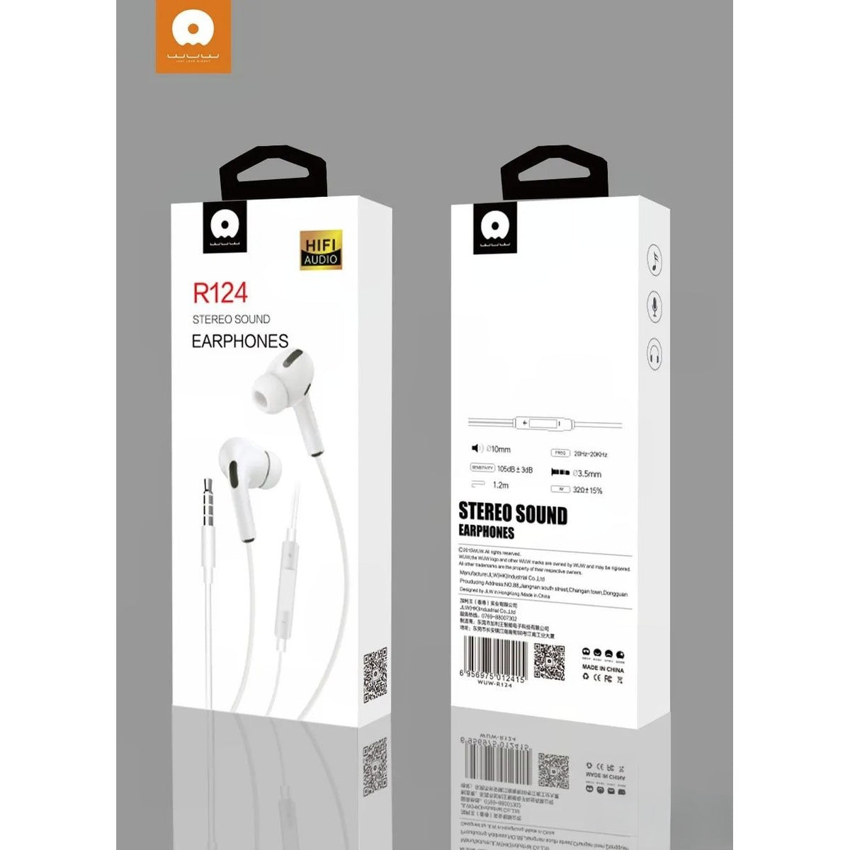 Flipyy Casti Audio In-Ear HI-FI, Microfon si Telecomanda Volum, Izolare Zgomot, Conector Jack 3.5 mm, Cablu 1.2 m, Model R124, Alb