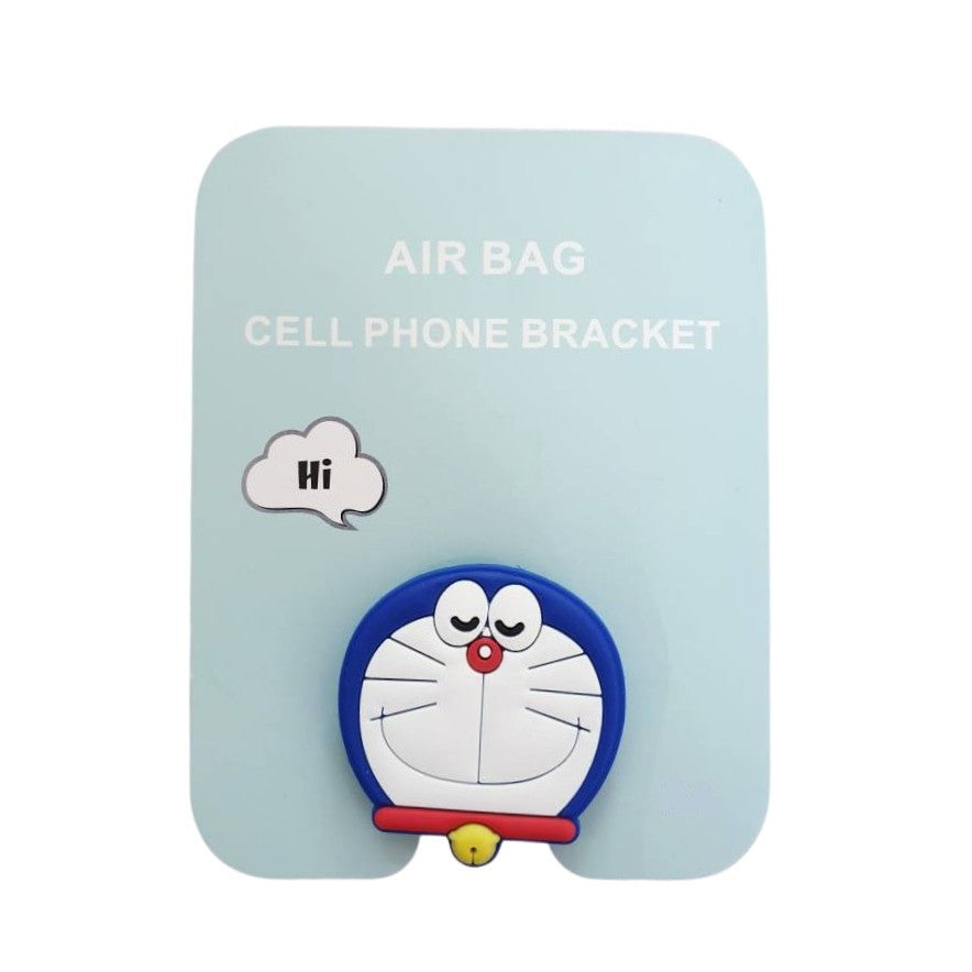 Suport Telefon si Tableta, Stand Retractabil cu Adeziv, Tip Acordeon, Functie Anti-Alunecare, Model Animat Blue Cat, Albastru