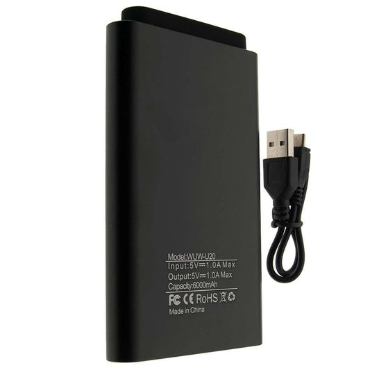 Acumulator Extern WUW-JLW Power Bank 6000 mAh, Incarcare Universala, Portabil, Material ABS si PC, Include Cablu Micro-USB 20 cm, Negru
