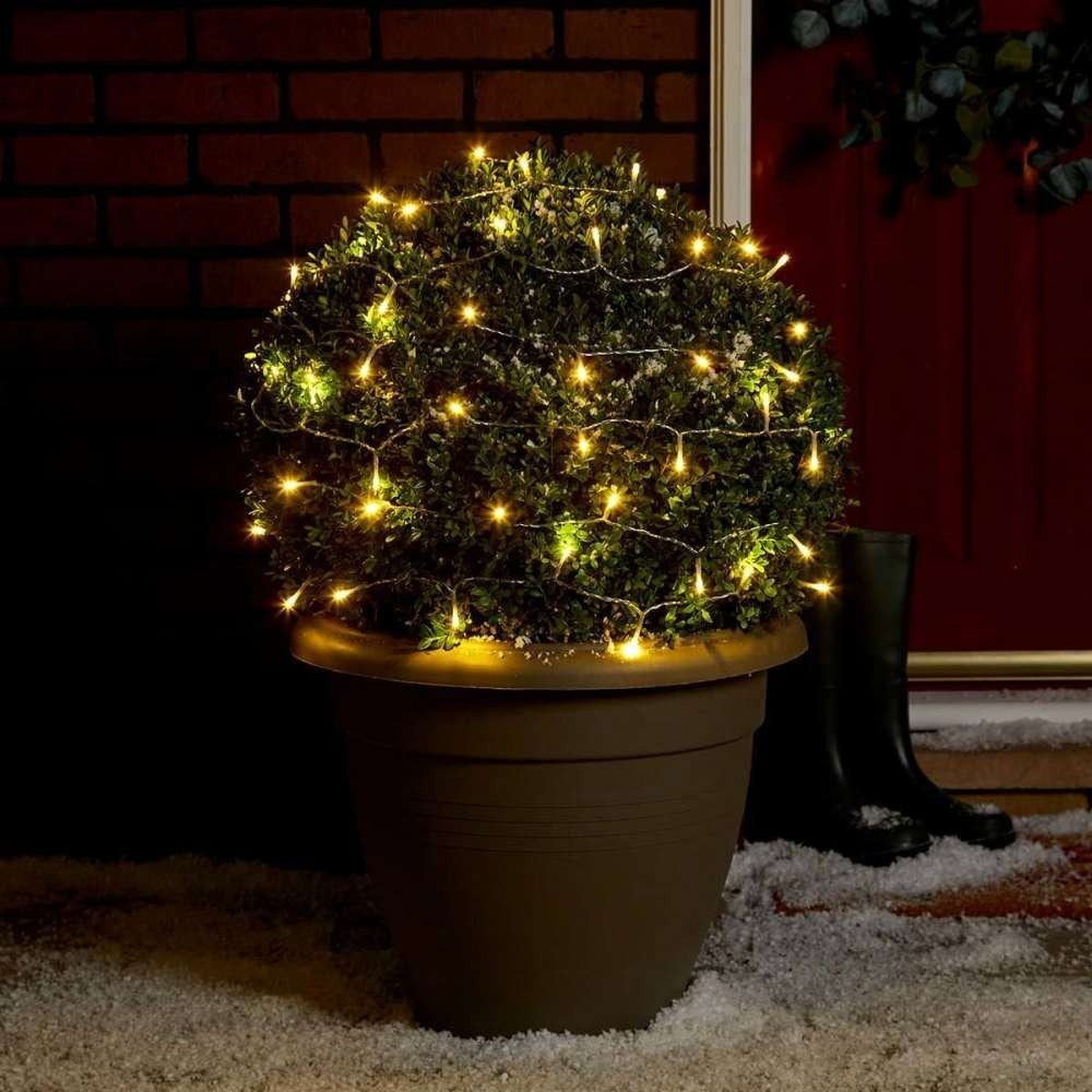 Instalatie de Craciun Tip Liniar, 30 LED-uri, cu Baterii si 2 Jocuri de Lumini, Fir Transparent, 3 m, Alb Cald