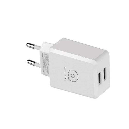 Incarcator Retea Fast Charge, Adaptor Alimentare 2 Porturi USB 2.1A, Include Cablu USB Tip C, Model T06, Ambalaj Blister, Alb