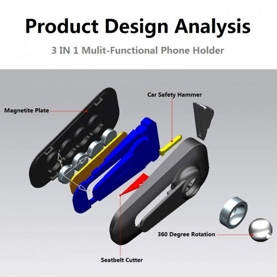Suport Auto Magnetic pentru Telefon, Fixare pe Grila de Ventilatie, Brat Reglabil cu Rotire 360 Grade, Aluminiu si ABS, Negru