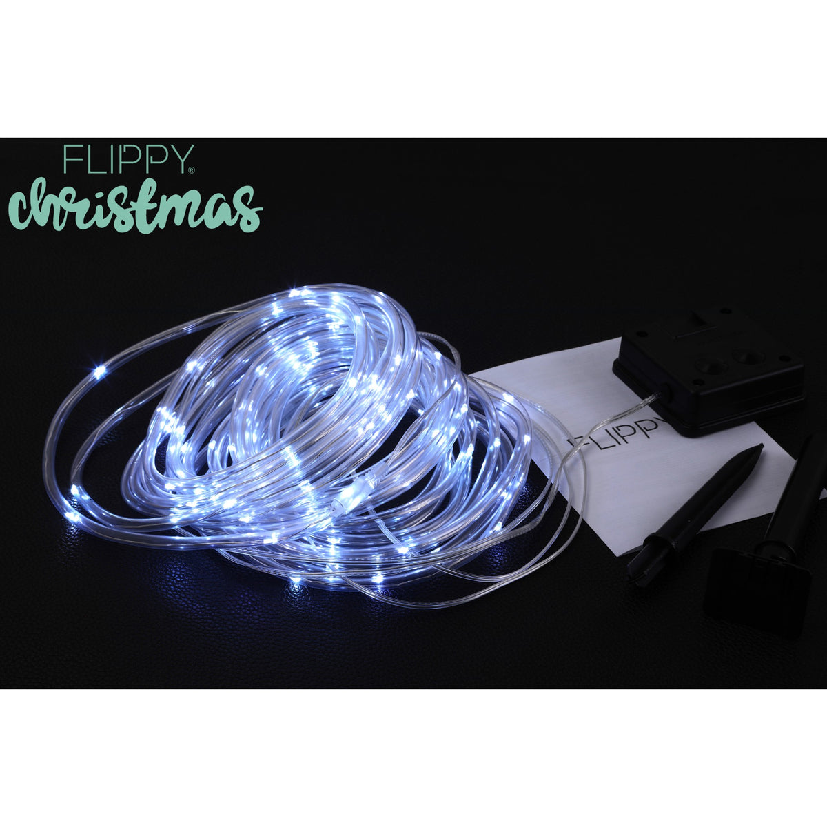 Instalatie Luminoasa De Craciun Tip Furtun, Incarcare Solara, 300 LED-uri, 8 Programe De Iluminat, Fir Cupru Exterior, 32 m, Alb Rece