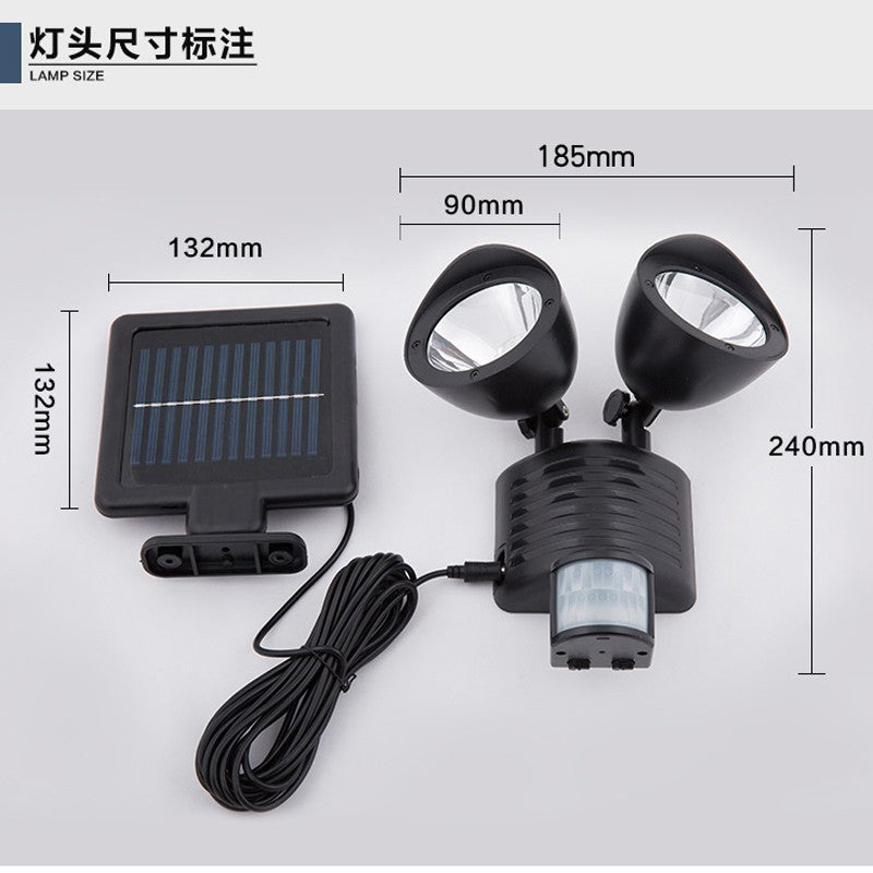Lampa Solara de Gradina, Felinar Dublu cu Senzor de Miscare, 333 Lumeni, Plastic, Autonomie 10 Ore, 18.5 x 24 cm, Alb Rece