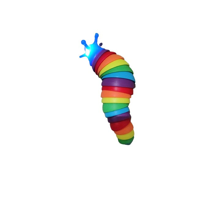 Jucarie Senzoriala Melc, Interactiva Antistres Cu Articulatii Si Lumini, Plastic, 19 cm, Multicolor