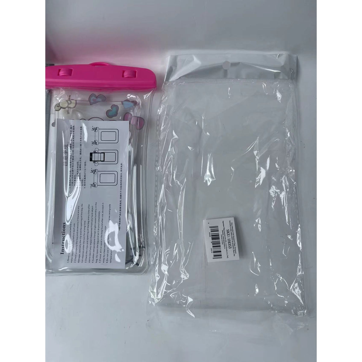 Husa Subacvatica Universala Kids Waterproof, Protectie IPX8, Transparenta cu Touch Screen, PVC Flexibil, Model Bears, Roz