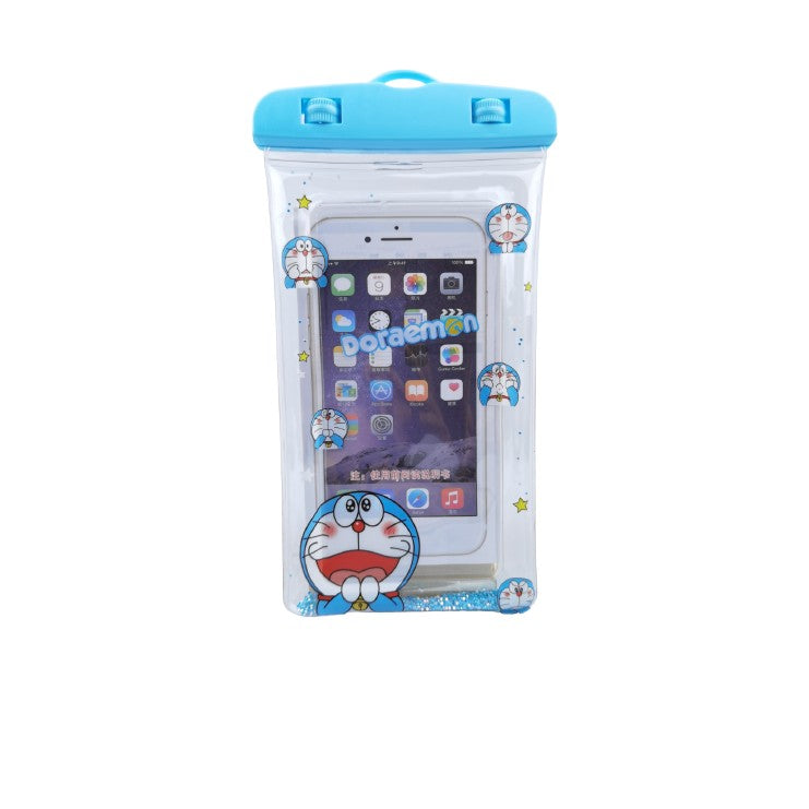 Husa Subacvatica Universala Glitter Kids, Protectie IPX8 Impermeabila si Anti-Praf, Ecran Pana la 6.9 Inch, PVC Transparent cu Snur, Model Cat, Bleu