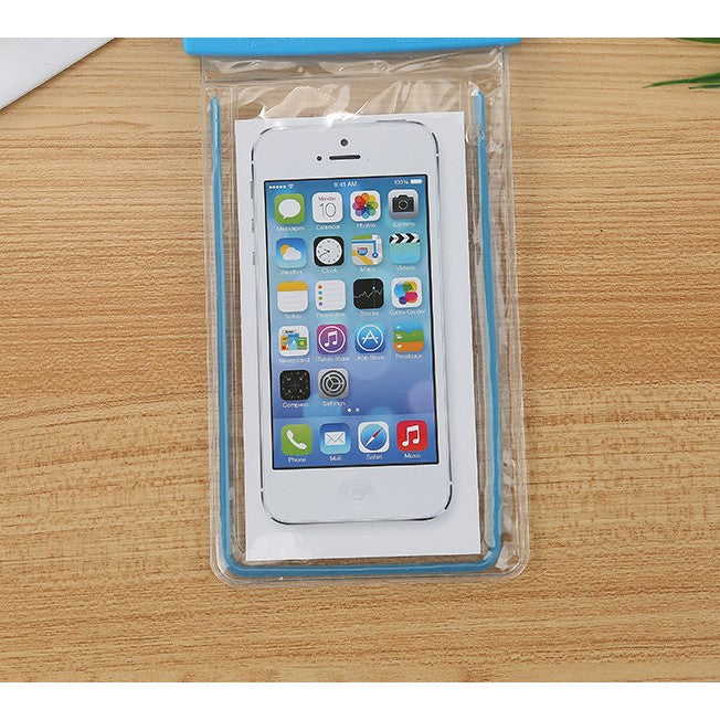Husa Subacvatica Universala Waterproof, Protectie IPX8 Pana La 20m, Margini Fosforescente, Compatibila Touch Screen, Include Snur, Pentru Telefoane Pana La 6.9 Inch, Bleu