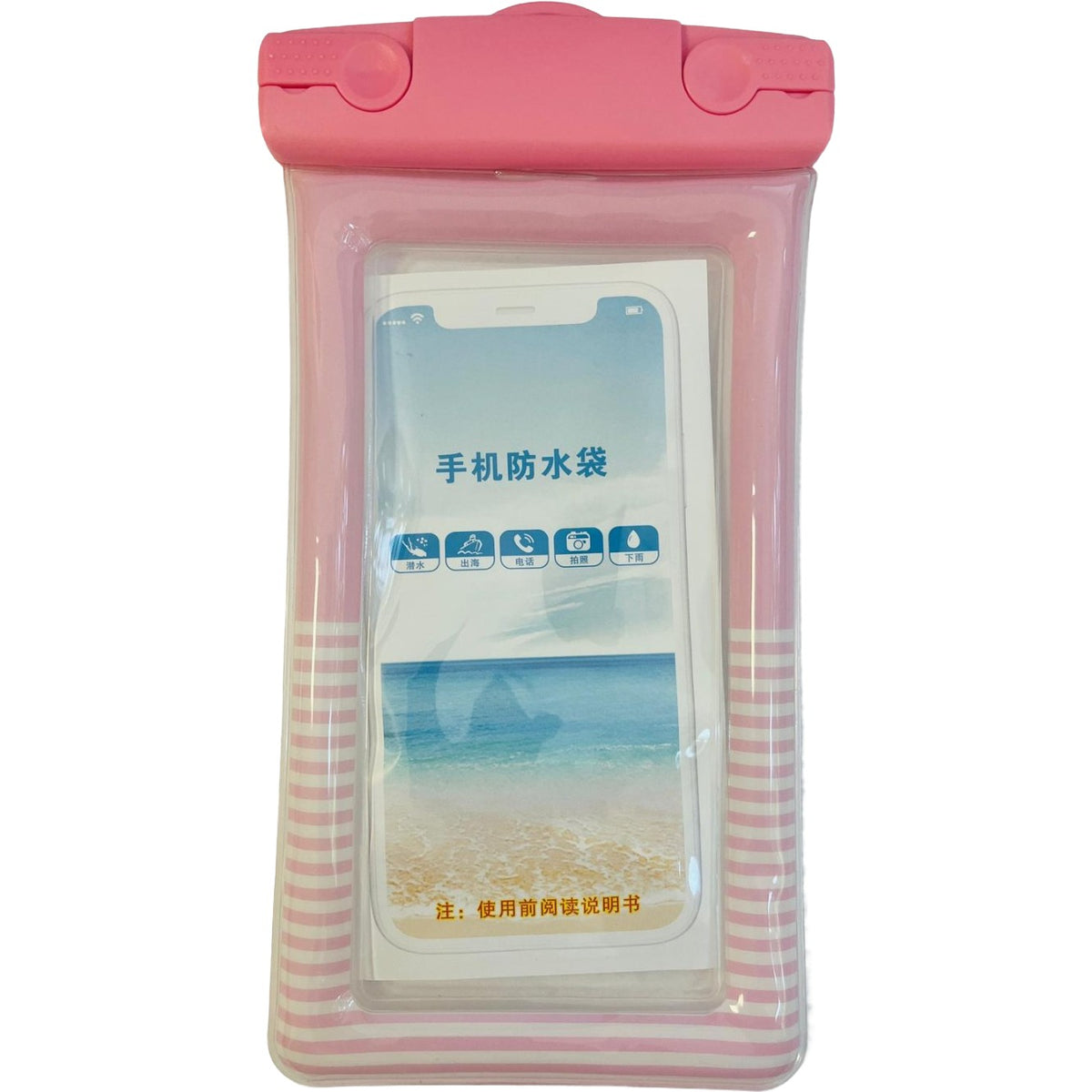 Husa Subacvatica Cushion Universala, Protectie Waterproof si Snowproof pentru Telefon si Documente, Design Dungat, cu Snur, Roz