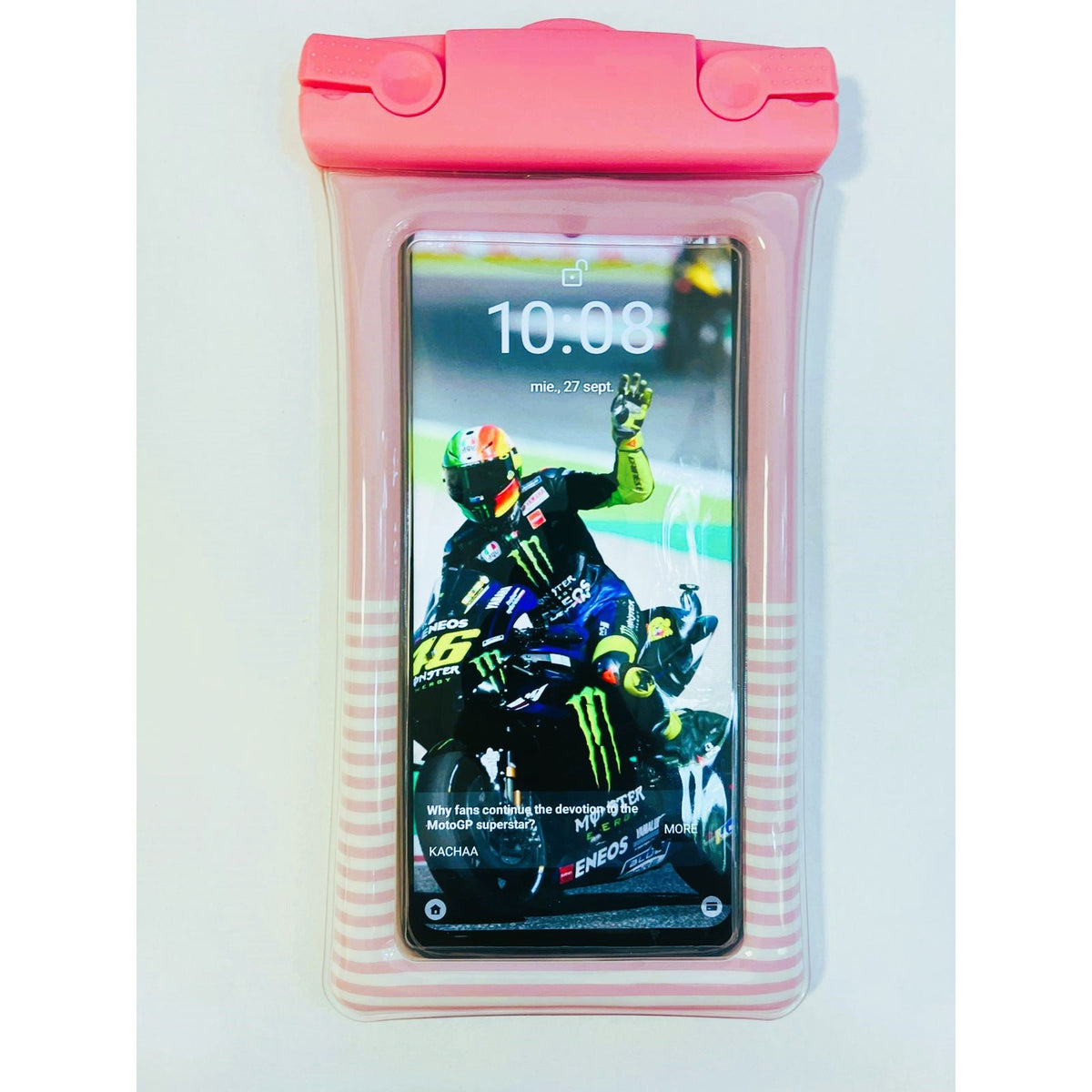 Husa Subacvatica Cushion Universala, Protectie Waterproof si Snowproof pentru Telefon si Documente, Design Dungat, cu Snur, Roz