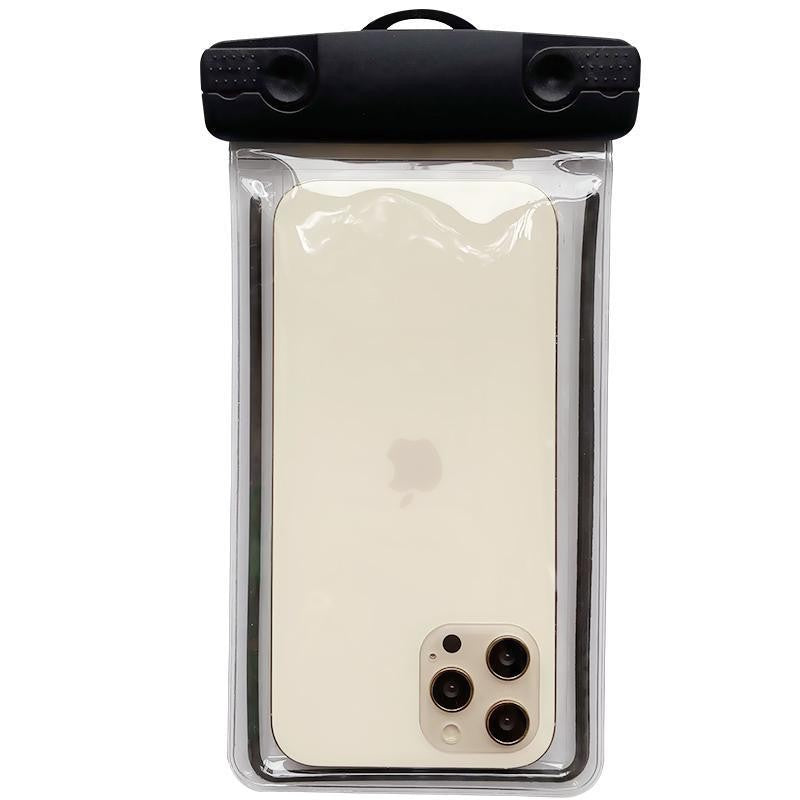 Husa Subacvatica Universala, Protectie Waterproof IPX8 si Snowproof, Margin Fosforescente Luminoase, Touch Screen Sensitive, PVC Transparent cu Snur de Gat, pentru Telefoane pana la 6.9 inch, Negru