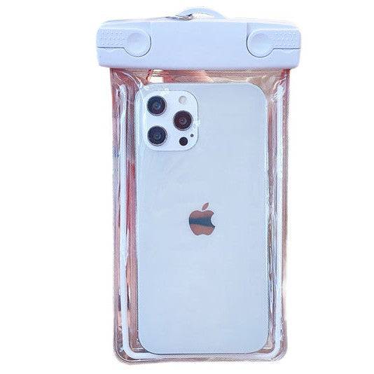 Husa Subacvatica Universala, Protectie Waterproof IPX8, Fosforescenta, Lumineaza in Intuneric, Compatibila Touch Screen pana la 6.9 inch, cu Snur pentru Gat, Material PVC, Alb